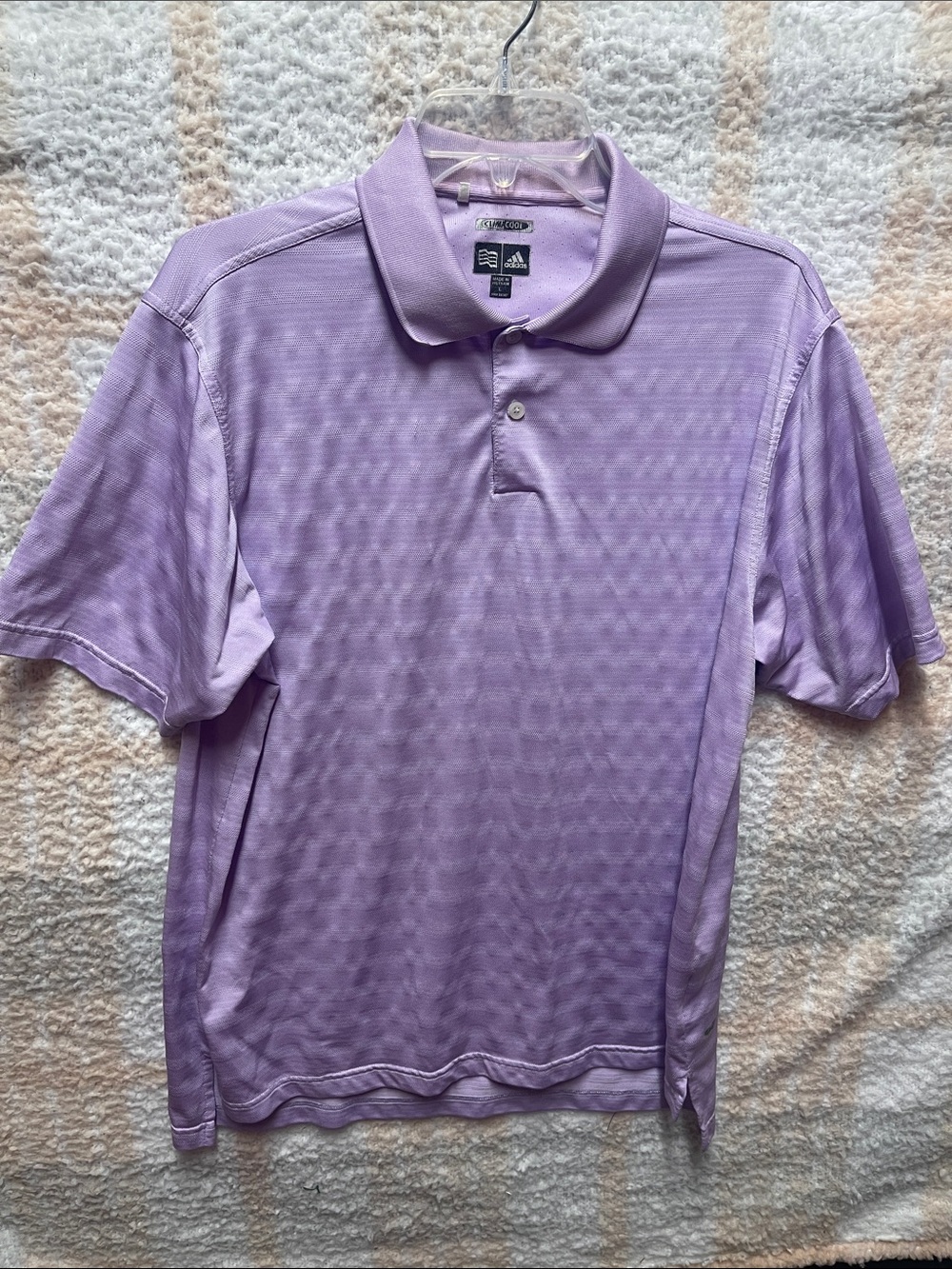 Adidas Cilmacool Men’s Sz Large Light Purple Lavender Polo Shirt Golf Easter